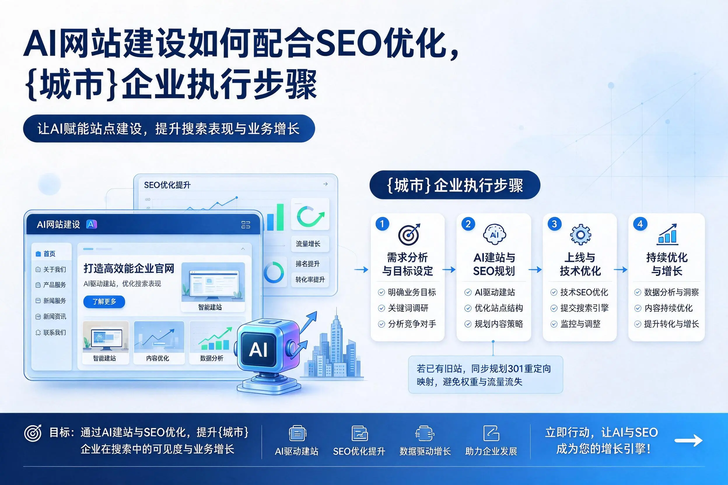 AI网站建设如何配合SEO优化，威海企业执行步骤